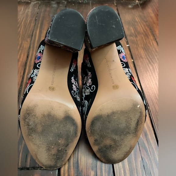 Avec Les Filles heeled suede embroidered mules - Picture 3 of 5